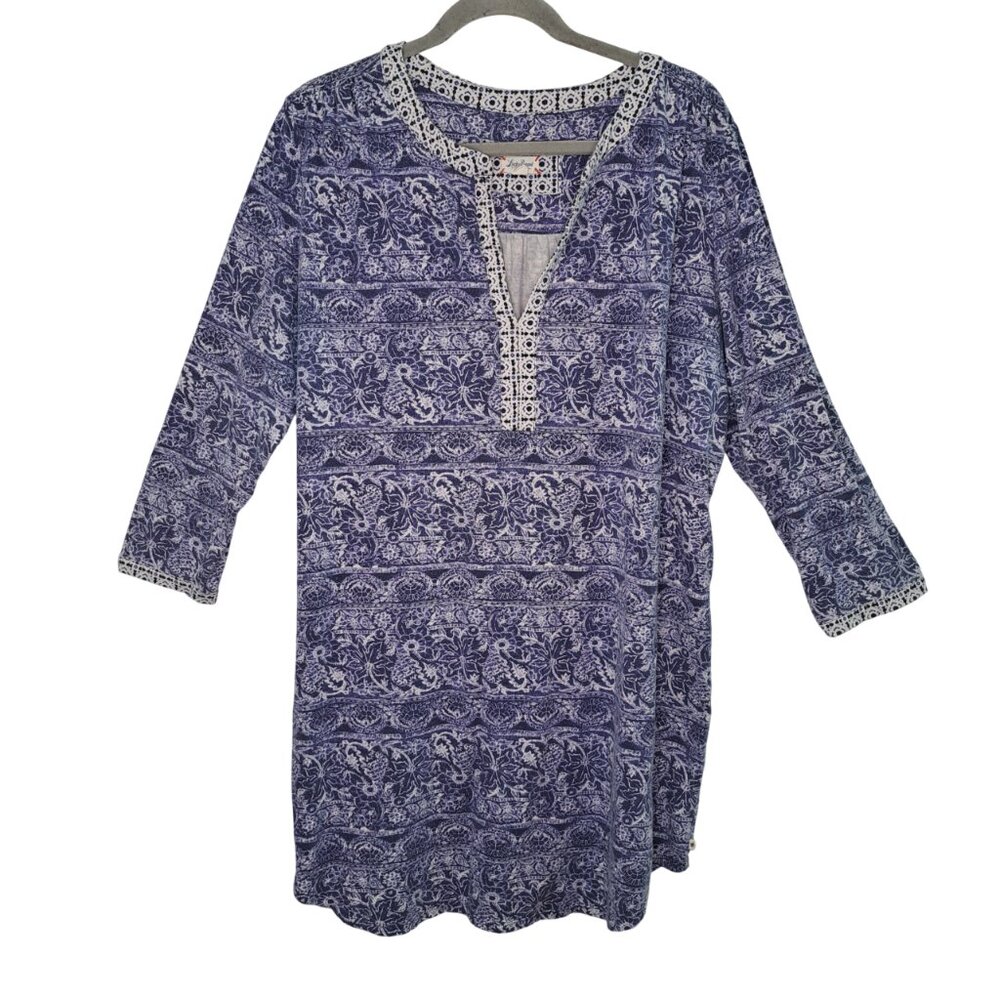 Lucky Brand Blue BoHo Bohemian Dress Size XL